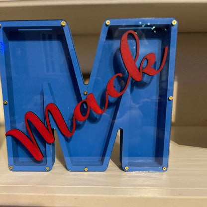 personalized wood letter piggy banks