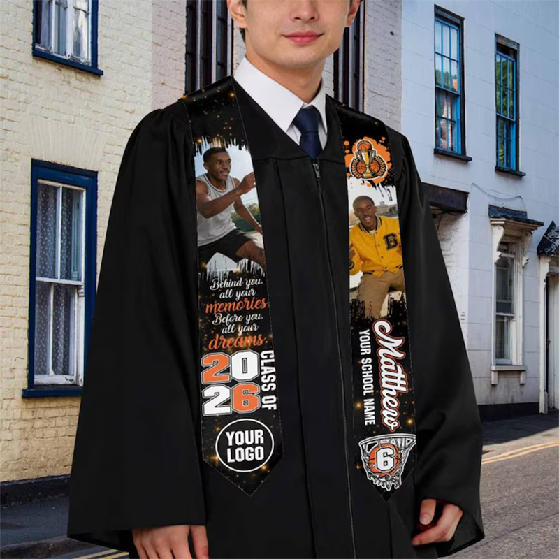 Custom Photo Graduation Stole: Personalized Class of 2026 Sash, Gift for Graduates
