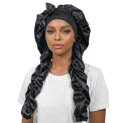 Personalized Satin Bonnet with Long Ties | Custom Name Silk Sleep Cap