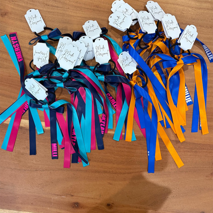 Personalised Team Ribbons with elastic | Custom Name Sports Ribbons