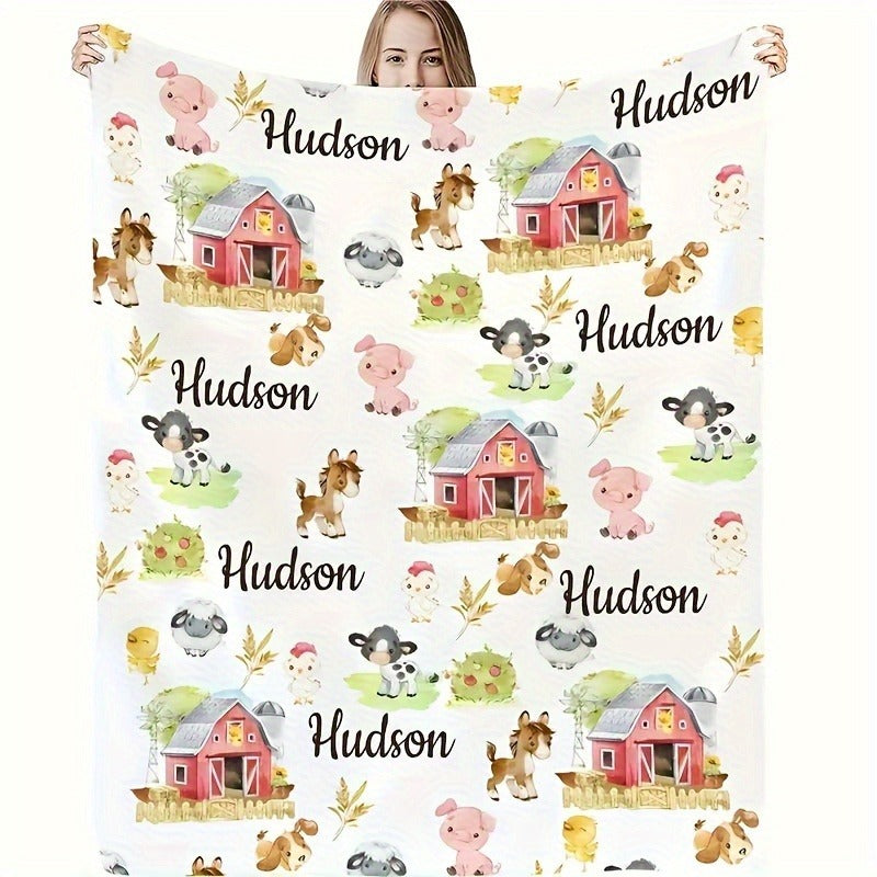 Personalized Text Customization, Animal Farm Print Blanket