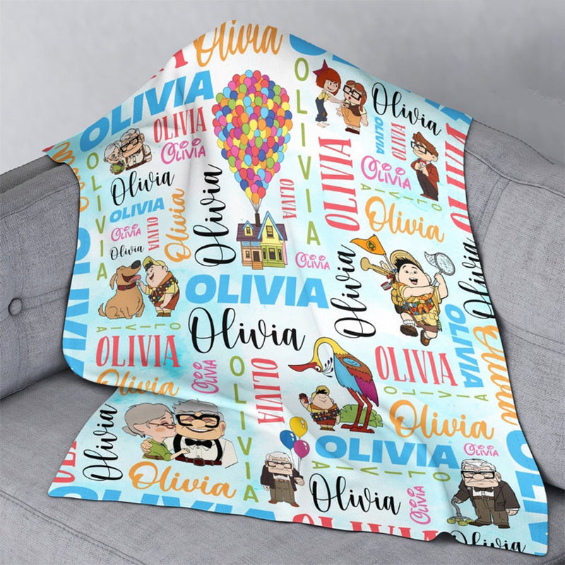 Personalized Watercolor Disney Pixar Up Movie Blanket
