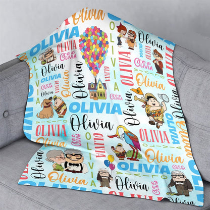 Personalized Watercolor Disney Pixar Up Movie Blanket