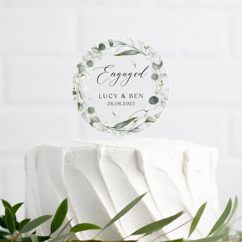 Personalised Engagement Cake Topper, EngagedCake Topper, Special Date Acrylic Cake Topper