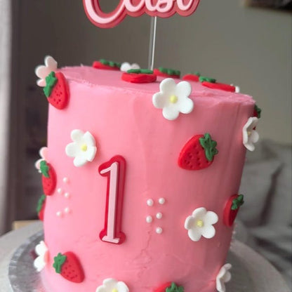 Double layered acrylic cake topper / cake charm - Name and Number