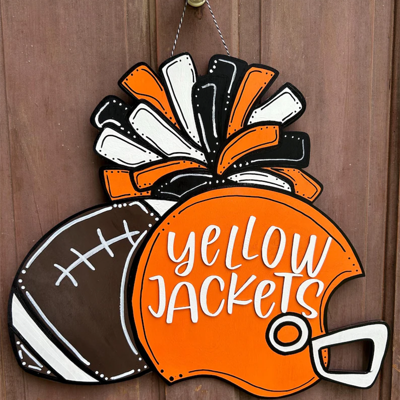 Hand Painted Custom Personalized Football Cheerleader Game Day Door Hanger