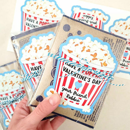 Valentine popcorn stickers,Valentine's Day stickers sets of 6