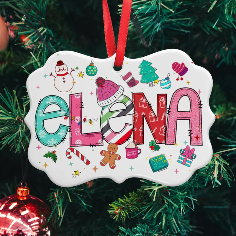 Personalized Christmas Ornaments, Custom Kid Name Ornament