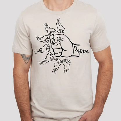 Custom Fist Bump Dad Shirt, Dad Shirt With Kids Names