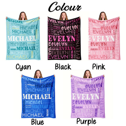 Custom Name Flannel Blanket - Contemporary Style, All-Season
