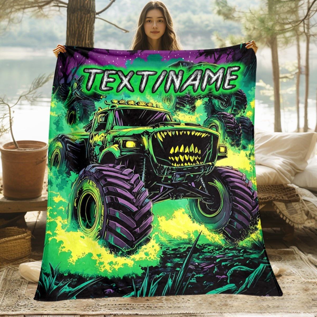 Vehicle Custom Name Portable Blanket