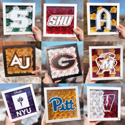 Flower Shadow Box - College Logo - Graduation Gifts
