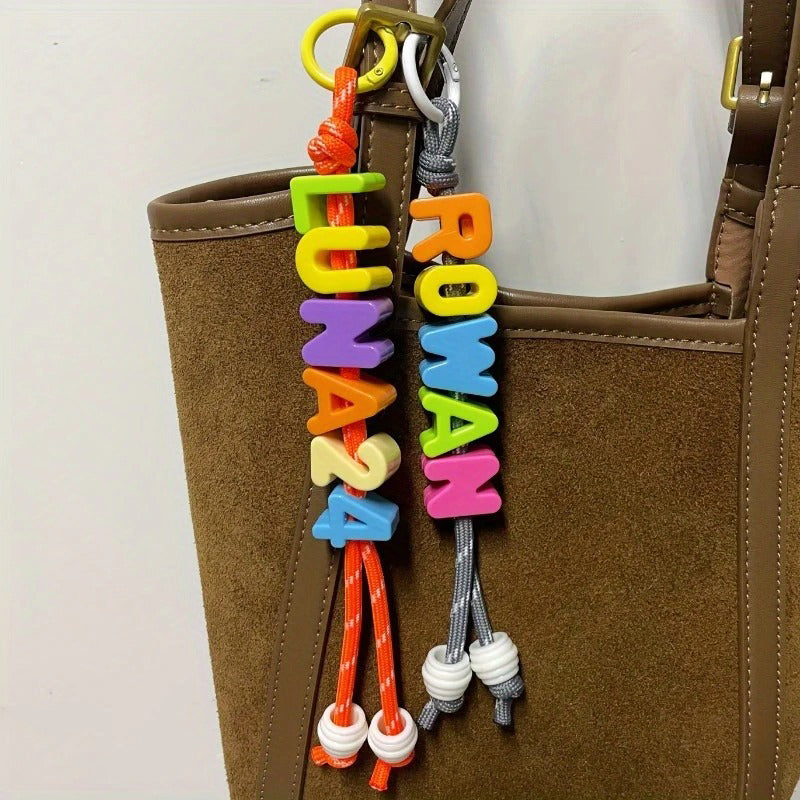 Personalized Name/Number Beaded Keyring Charm