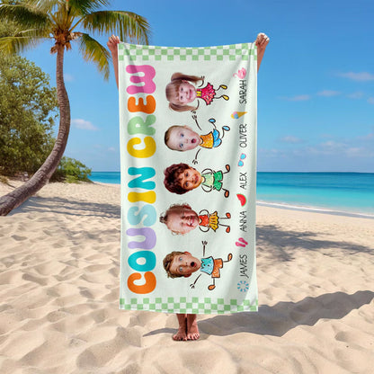 Personalized Cousin Crew Beach Towel With Names, Beach Towel For Cousin