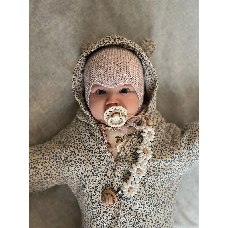 Personalized Flower Beaded Pacifier Clip Wooden Engraving