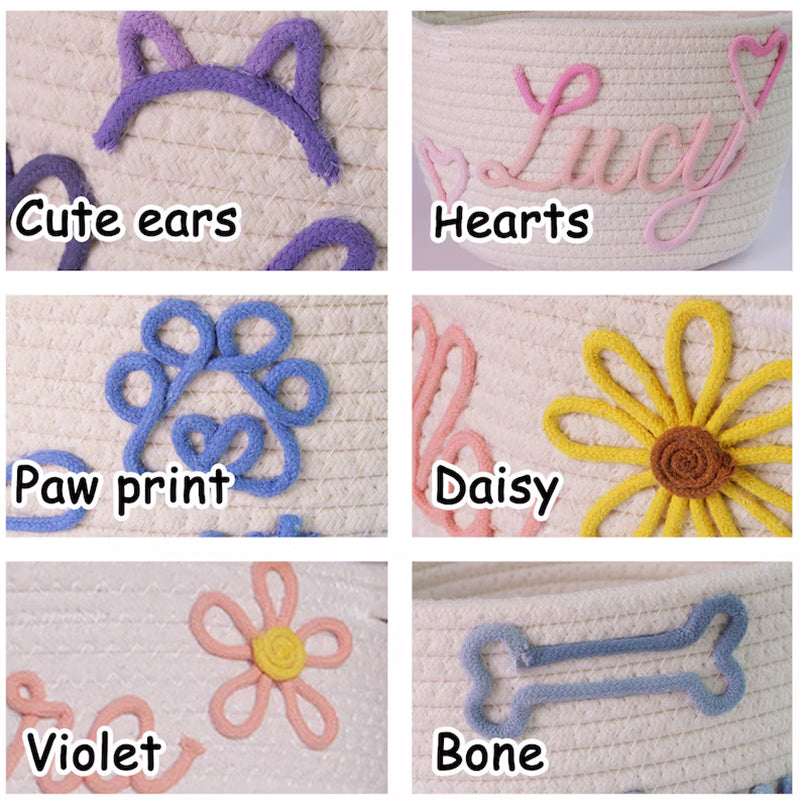 Personalized Cat toy basket Custom kitten treat bin