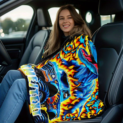 Customizable Dinosaur & Monster Truck Flannel Blanket