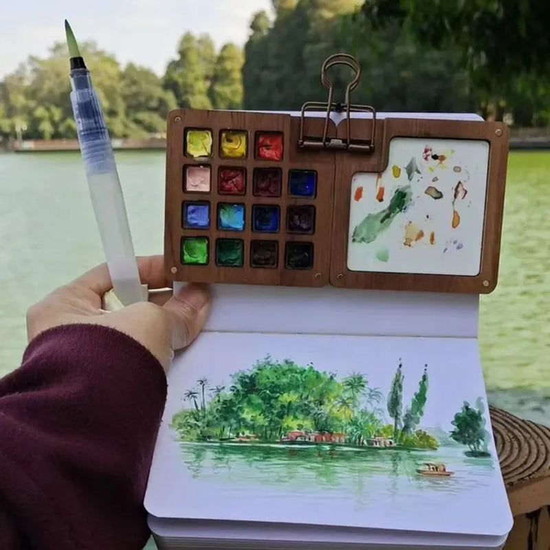 Portable watercolor set, Creative gift idea, Art supplies for journaling