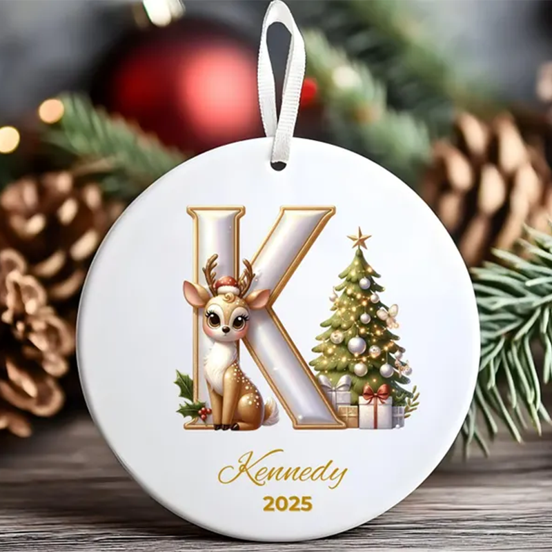 Custom Letter ornament, Christmas Letters Clipart, Christmas Reindeer