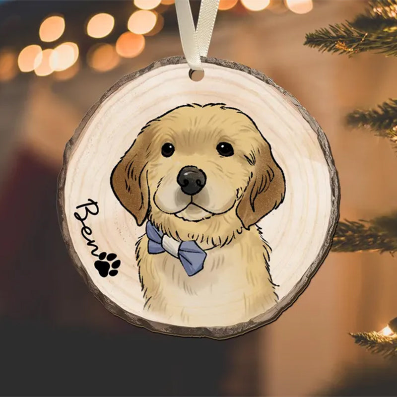 Pet Portrait Ornament, Custom Pet Ornament, Personalized Dog Ornament