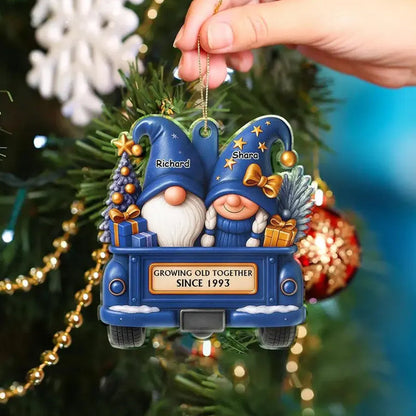 Gnomes Couple Growing Old Together - Personalized Custom Shaped Acrylic Ornament
