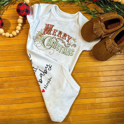 Merry Christmas Unisex Baby Outfit, Ugly Christmas Baby Outfit