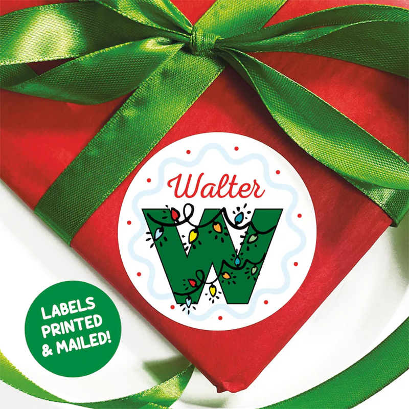 Personalized Christmas Name Tags, Kids Xmas Lights Gift Tags