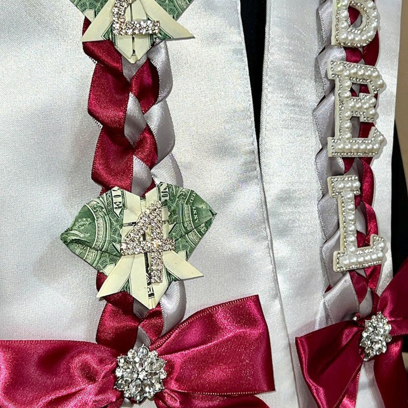 Graduation Lei, 2-Color Double Braid with Paper Decoration, Personalized Letters & Numbers
