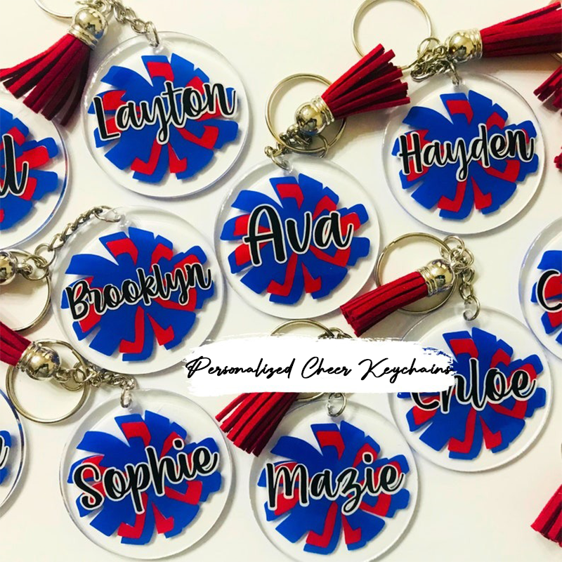 Personalized Cheer Keychains, Cheerleader Bag Tag, Cheer Team