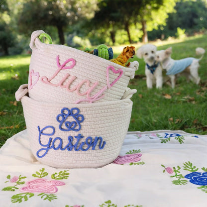 Personalized Cat toy basket Custom kitten treat bin