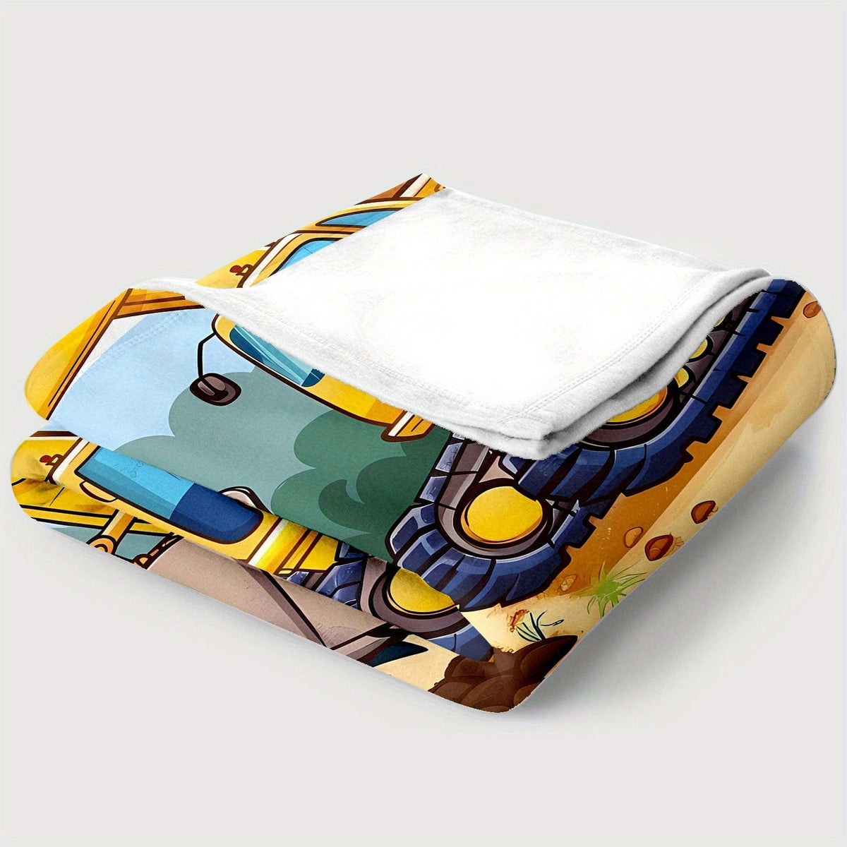 Personalized Cartoon Excavator Flannel Throw Blanket
