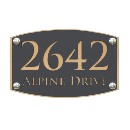 Laser Cut Grey House Sign Number Matt Gray Acrylic Plaques With Gold Mirror Backplate