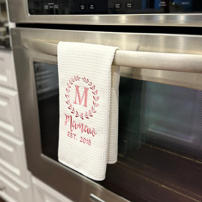 Personalized gift for grandma, Embroidered kitchen towels