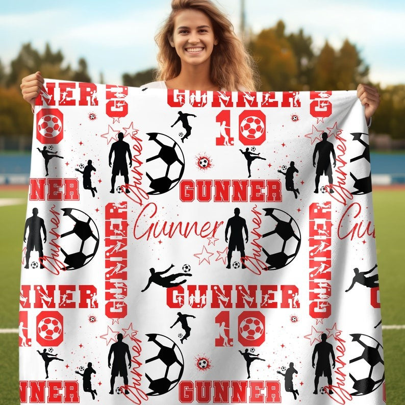 Custom Name Soccer Blanket, Gift for Soccer Player