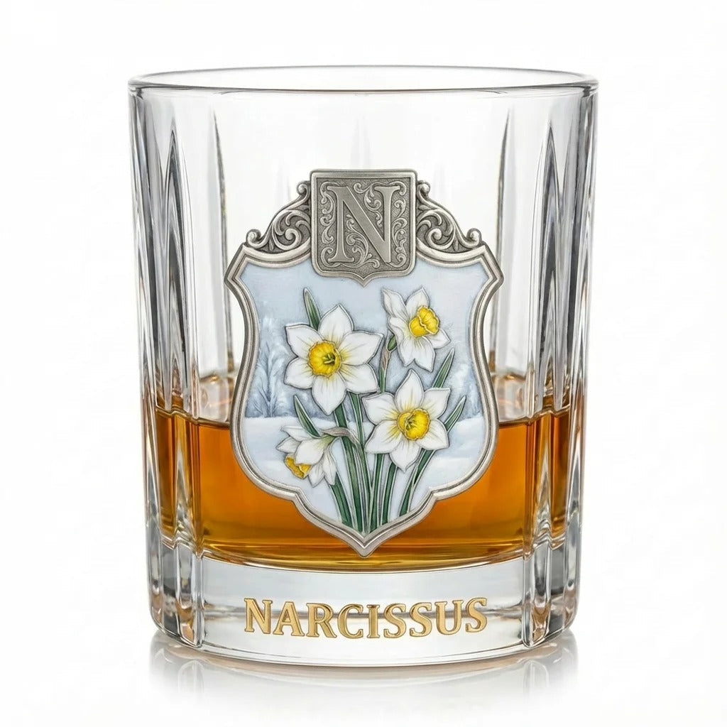Personalized Birth Flower Whiskey Glass
