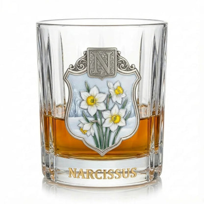Personalized Birth Flower Whiskey Glass