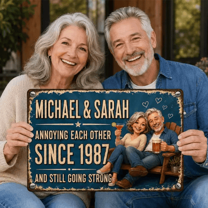 Personalized Couple Metal Sign, Custom Photo Anniversary Gift, Funny Marriage Gift