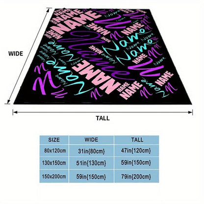 Custom Name or Text Blanket - Soft Polyester, All-Season Picnic Mat