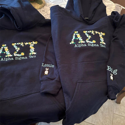 Embroidered Floral Letter Hoodie: Custom University Greek Apparel