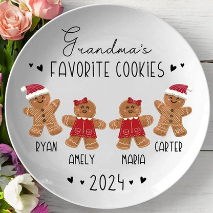 Personalized Gingerbread Christmas Plate, Grandma Plate