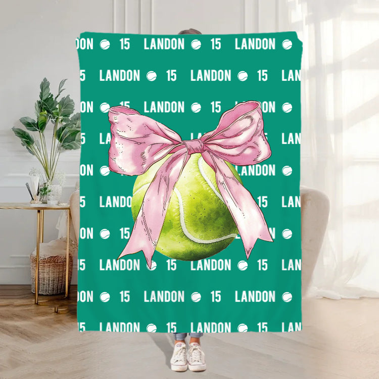 Personalized Bow Volleyball Softball Multicolor Throw Blanket
