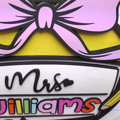 Door Welcome Sign, Teacher Name, Composition Decor
