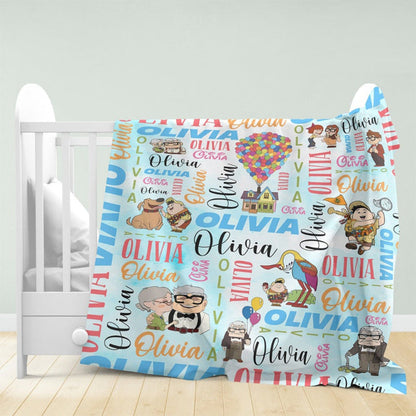 Personalized Watercolor Disney Pixar Up Movie Blanket