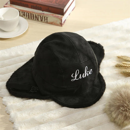 Personalized PU Leather Trapper Hat,Custom Name