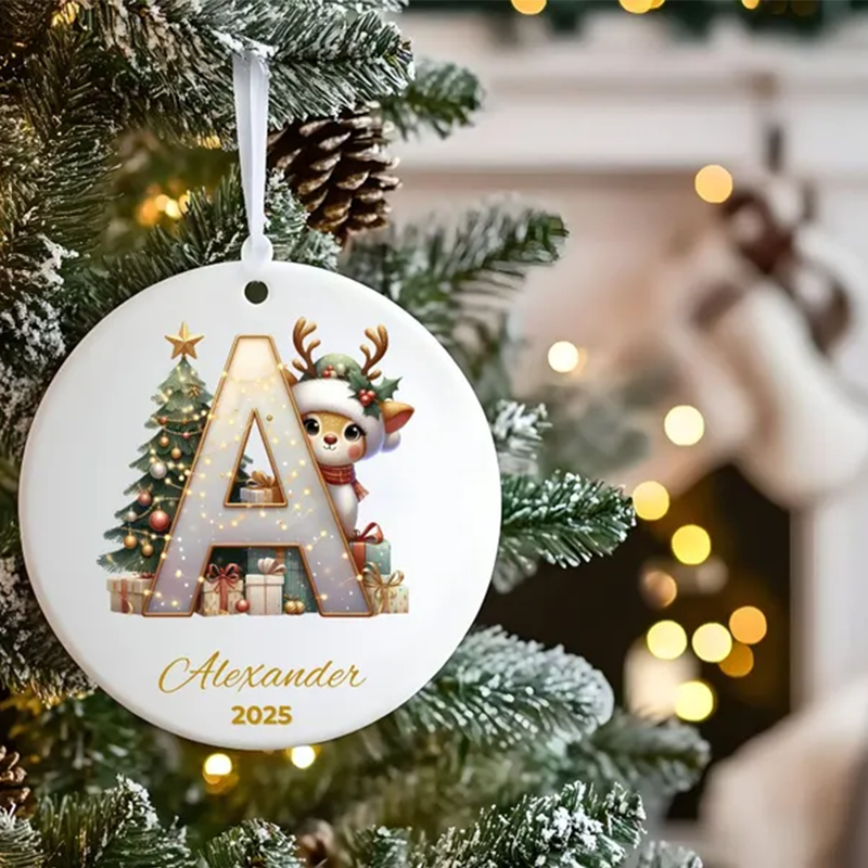 Custom Letter ornament, Christmas Letters Clipart, Christmas Reindeer