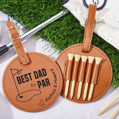 Personalized Fathers Day Gift Golf,Best Dad By Par Golf Tee Holder-Golf Bag Tag Golf Coach Gift