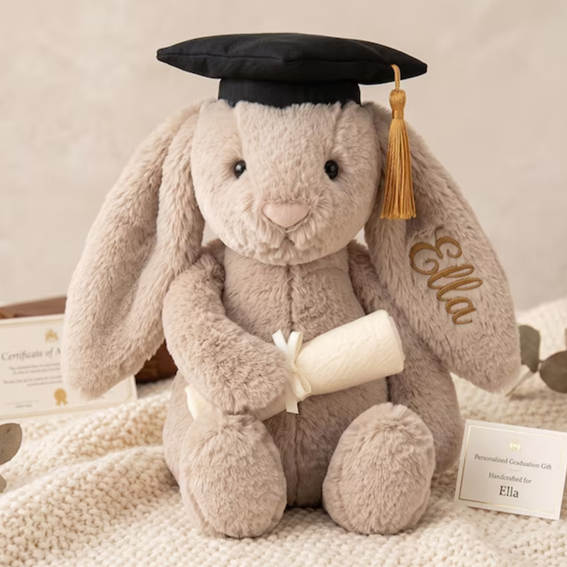 Personalized Graduation Bunny Plush, College Graduation Gift