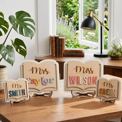 Personalized Teacher Gift, Custom Teacher Name Sign for Desk, 3D Layered