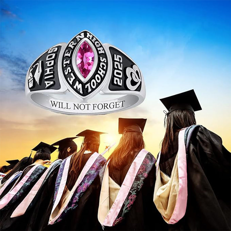 Class rings for women, high school graduation silver ring Graduation Gift
