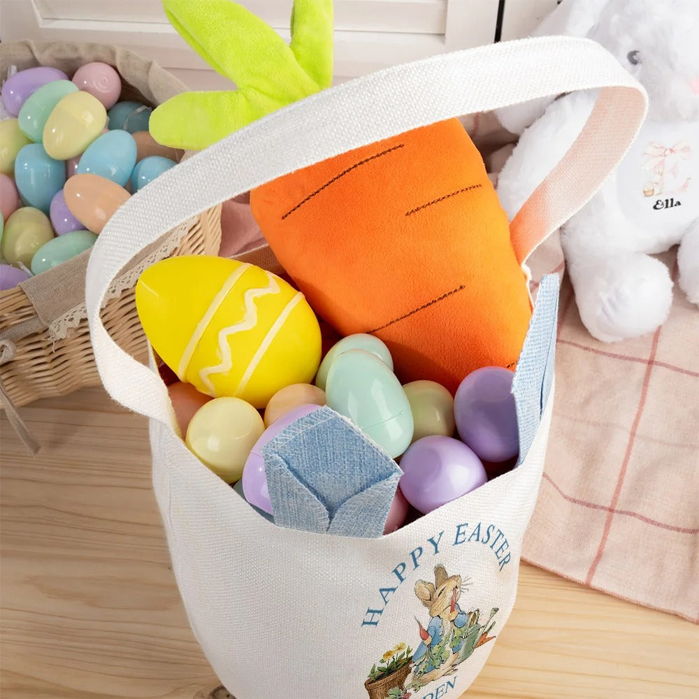 Personalized Happy Easter Cute Peter Rabbit Ears Bucket Bag